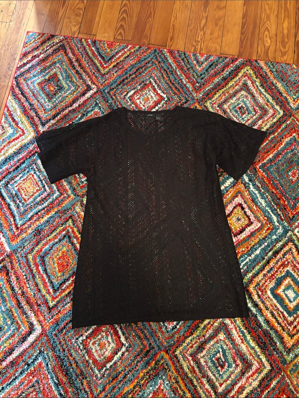Apt. 9 Black Short-Sleeve Knit swim cover up